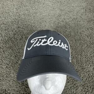 Titleist Hat Cap Snap Back Mens One Size Gray White Mesh Trucker Golf Pro V1
